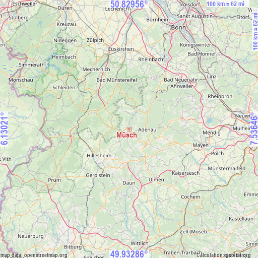 Müsch on map