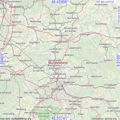 Mundelsheim on map