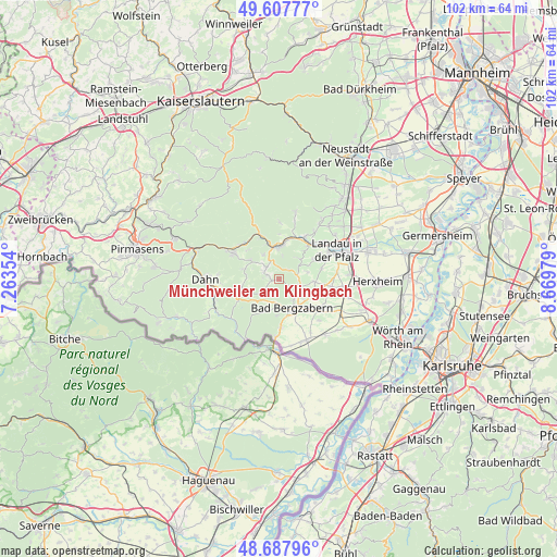 Münchweiler am Klingbach on map