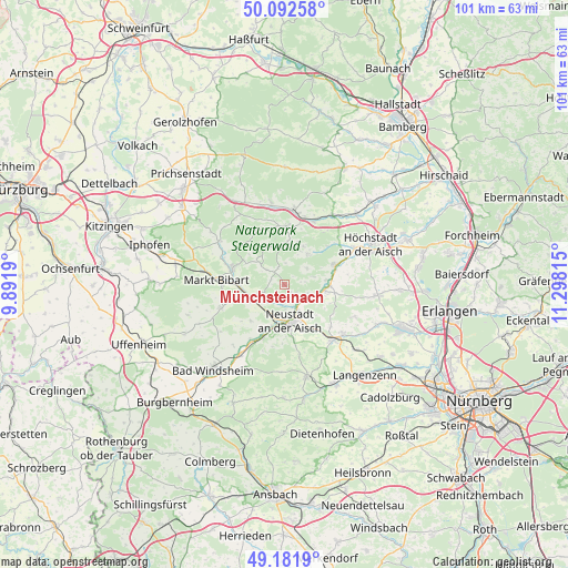 Münchsteinach on map