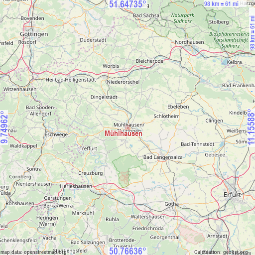 Mühlhausen on map