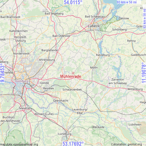 Mühlenrade on map