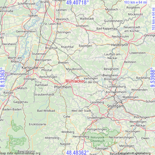 Mühlacker on map