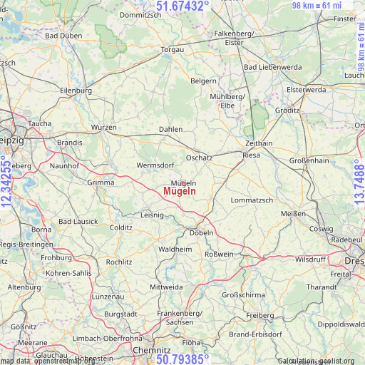 Mügeln on map