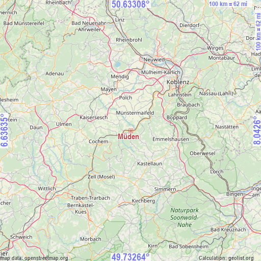 Müden on map