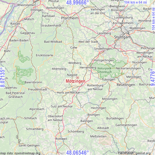 Mötzingen on map