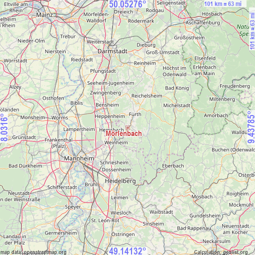 Mörlenbach on map