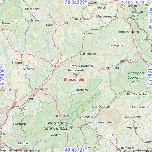 Monzelfeld on map