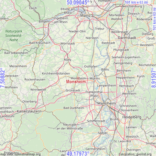 Monsheim on map