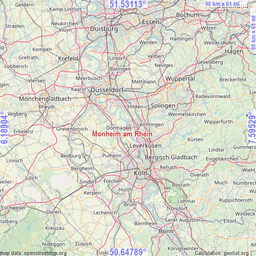 Monheim am Rhein on map