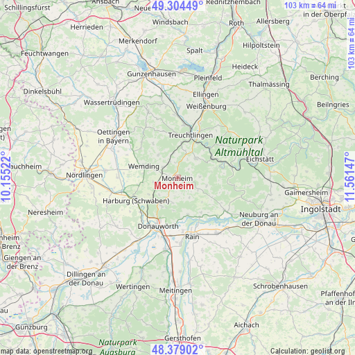 Monheim on map