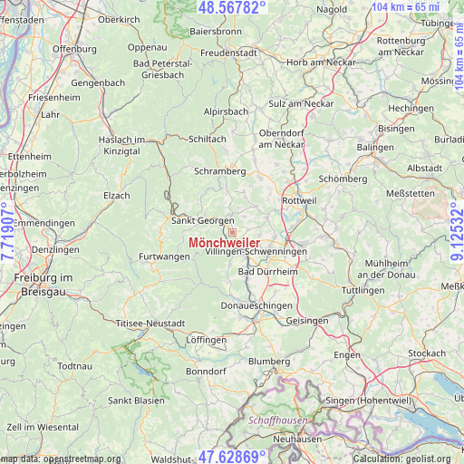 Mönchweiler on map