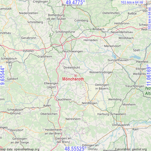 Mönchsroth on map