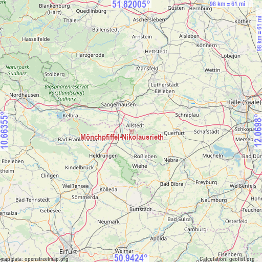 Mönchpfiffel-Nikolausrieth on map
