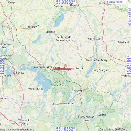 Möllenhagen on map
