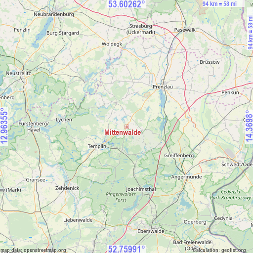 Mittenwalde on map