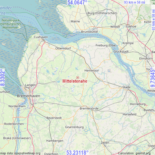 Mittelstenahe on map