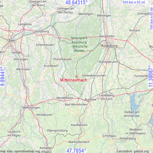 Mittelneufnach on map