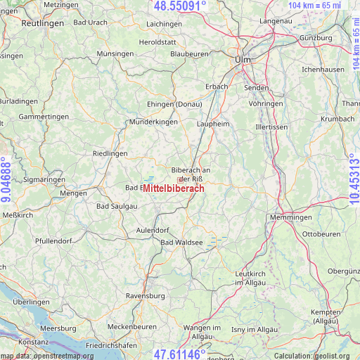Mittelbiberach on map