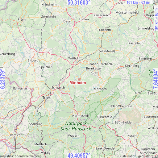 Minheim on map