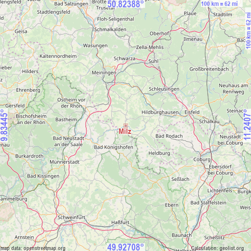 Milz on map