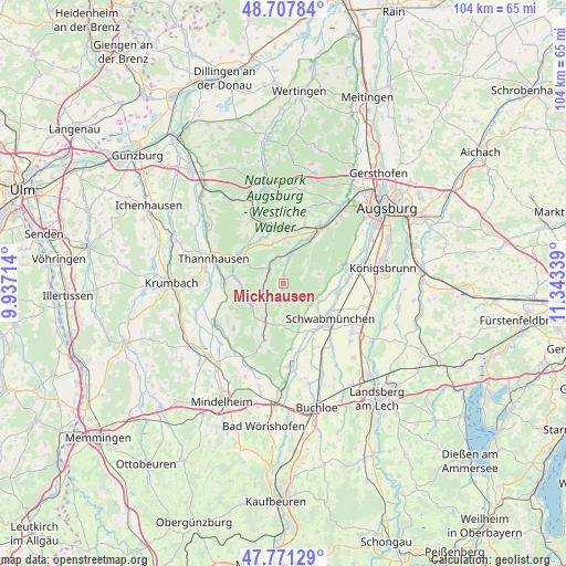 Mickhausen on map