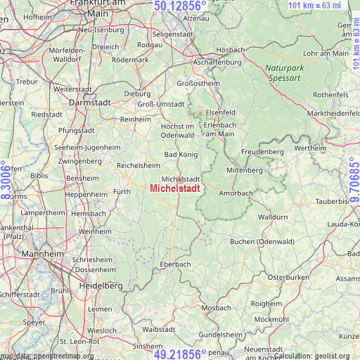 Michelstadt on map