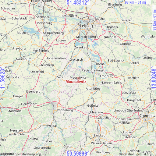 Meuselwitz on map