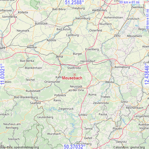 Meusebach on map