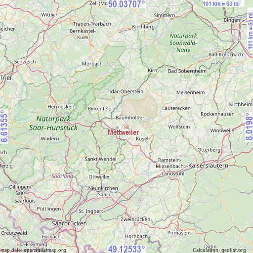 Mettweiler on map