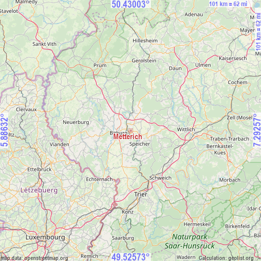 Metterich on map