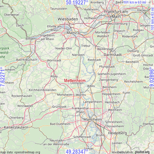 Mettenheim on map