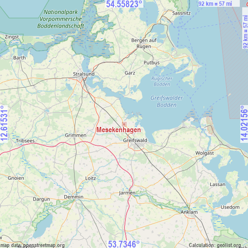 Mesekenhagen on map