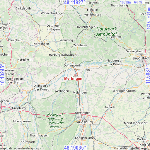Mertingen on map