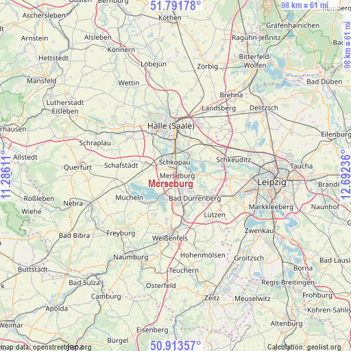 Merseburg on map