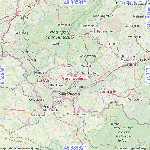 Merchweiler on map