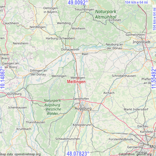 Meitingen on map