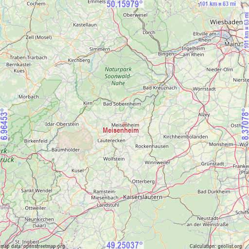 Meisenheim on map