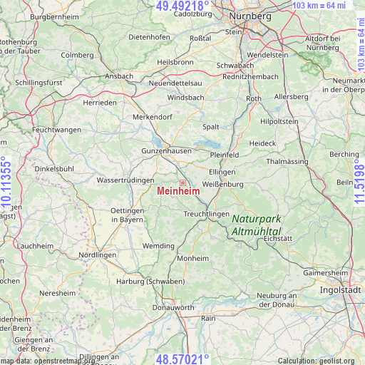 Meinheim on map