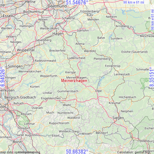Meinerzhagen on map