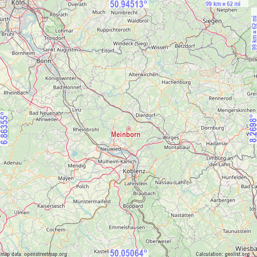 Meinborn on map