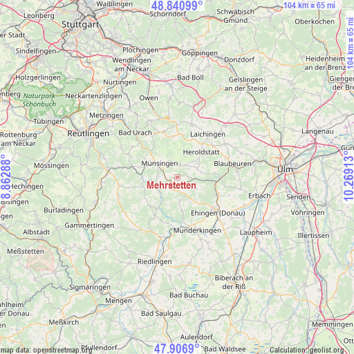 Mehrstetten on map