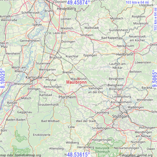 Maulbronn on map