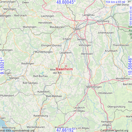 Maselheim on map