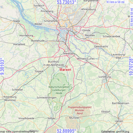 Marxen on map