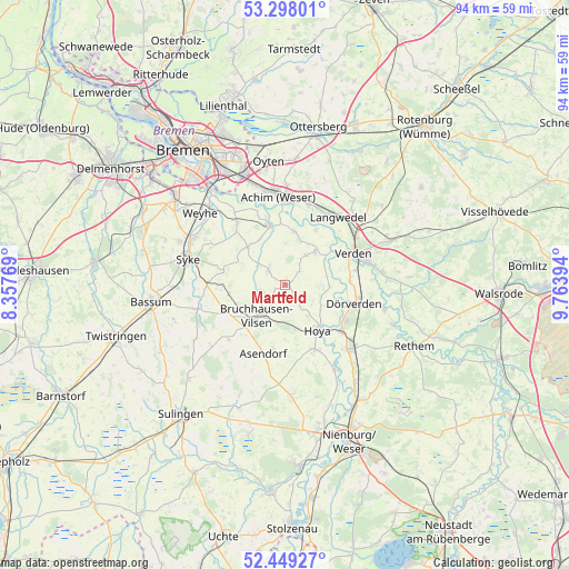 Martfeld on map