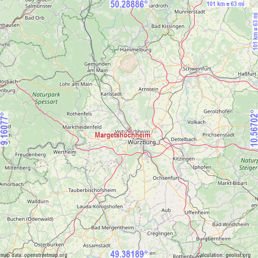 Margetshöchheim on map