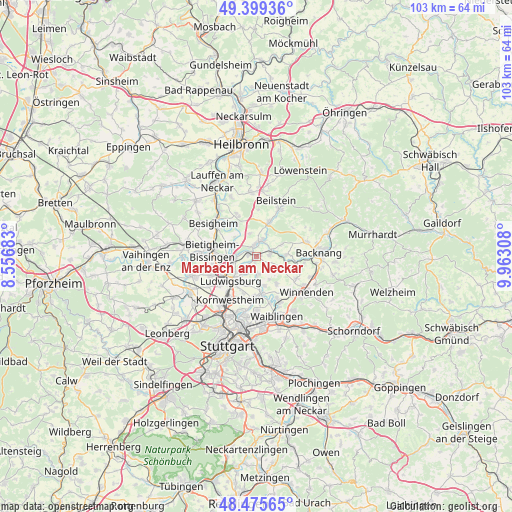 Marbach am Neckar on map
