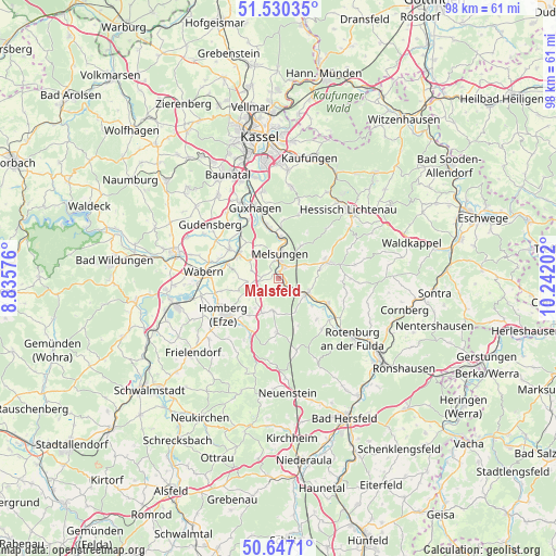Malsfeld on map