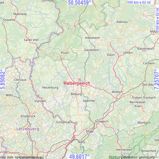 Malbergweich on map